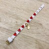 RED HEARTS COLLAR WHITE ECOLEATHER/GOLD