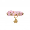 PYRAMID STUD COLLAR PINK ECOLEATHER/GOLD