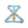 PYRAMID STUD HARNESS SKY ECOLEATHER/GOLD