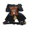 TEDDY ON BOW HARNESS BLACK ECOLEATHER/GOLD