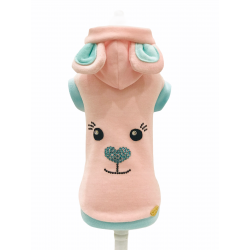 TEDDY FACE HOODIE PINK