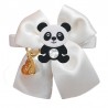 PANDA ON BOW COLLAR WHITE ECOPATENT/GOLD