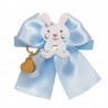 BUNNY ON BOW COLLAR SKY ECOLEATHER/GOLD