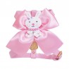 BUNNY ON BOW HARNESS PINK ECOLEATHER/GOLD