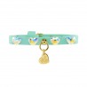 HEARTS COLLAR ACQUA ECOLEATHER/GOLD