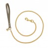 CHAIN LEASH MILITARY ECOLEATHER/GOLD