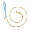 CHAIN LEASH SKY ECOLEATHER/GOLD