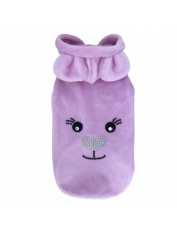 WARM TEDDY FACE HOODIE LILAC
