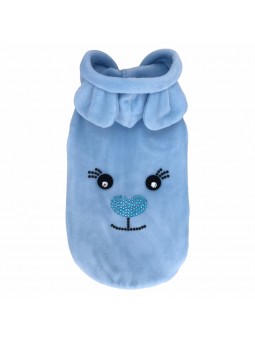 WARM TEDDY FACE HOODIE SKY