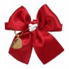 HEART ON BOW COLLAR RED ECOPATENT/GOLD