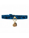 PLAIN COLLAR LEOPARD BLUE ALCANTARA/GOLD