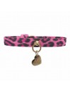 PLAIN COLLAR LEOPARD BUBBLEGUM ALCANTARA/GOLD