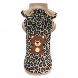 TEDDY LEOPARD HOODIE CAMEL
