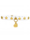 STARS COLLAR WHITE ECOLEATHER/GOLD