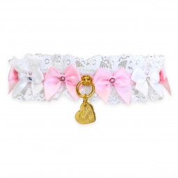 WHITE TRIMMING BOWS PINK...