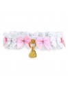 WHITE TRIMMING BOWS PINK COLLAR WHITE ECOLEATHER/GOLD