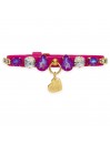 DIAMOND DROPS COLLAR FUXIA ECOLEATHER/GOLD