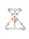 PINK HEARTS HARNESS WHITE ECOLEATHER/GOLD