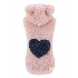 HEART LUREX FUR HOODIE PINK