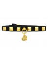 STUDS COLLAR BLACK ALCANTARA/GOLD