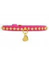 DIAMONDS CHAIN COLLAR FUCHSIA ECOLEATHER/GOLD