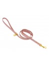 PLAIN LEASH PEARLESCENT PINK ECOLEATHER/GOLD
