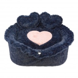 HEART LUREX FUR BED NAVY