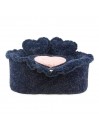 HEART LUREX FUR BED NAVY