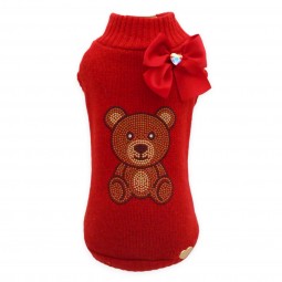 TEDDY BEAR WOOL PULL RED