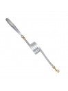 PLAIN LEASH PEARL SILVER ECOLEATHER/GOLD