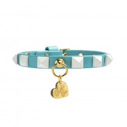 WHITE STUDS COLLAR SEA/GOLD