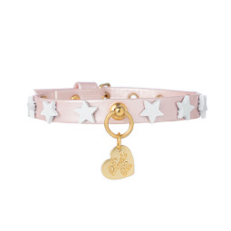 WHITE STARS COLLAR PINK...