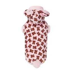 TEDDY ALLOVER HOODIE PINK