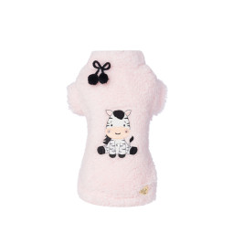 PUFFY FUR ZEBRA SWEATER PINK