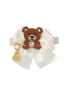 TEDDY ON BOW COLLAR CREAM SUEDE/GOLD
