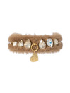 DIAMOND DROPS FUR COLLAR CAMEL/GOLD
