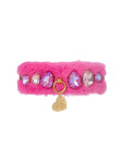 DIAMOND DROPS FUR COLLAR FUCHSIA DORE/GOLD