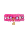 DIAMOND DROPS FUR COLLAR FUCHSIA DORE/GOLD