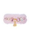 DIAMOND DROPS FUR COLLAR PINK DORE/GOLD