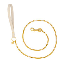 CHAIN LEASH CREAM SUEDE/GOLD