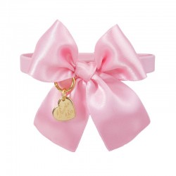 SATIN BOW COLLAR PINK...