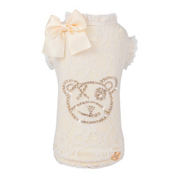 SMILEY BEAR LACE TSHIRT IVORY