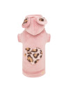 HEART LEOPARD FUR HOODIE ROSE QUARTZ