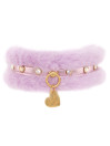 CHATON RIVETS FUR COLLAR LILAC LAME/GOLD