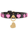 FUCHSIA HEARTS AND STARS STUDS COLLAR BLACK/GOLD