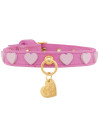 HEARTS STUDS COLLAR FUCHSIA SUEDE/GOLD