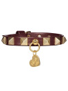 PYRAMIDS STUDS COLLAR BURGUNDY/GOLD