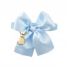 SATIN BOW COLLAR SKY ECOLEATHER/GOLD