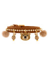TEDDY POM POM JEWEL COLLAR COGNAC SUEDE/GOLD