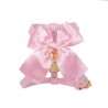 SATIN BOW HARNESS PINK ECOLEATHER/GOLD